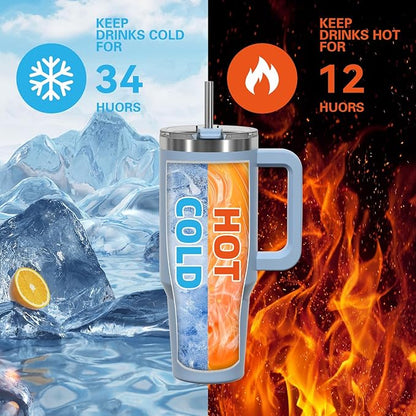 20 oz Tumbler with Handle, Tumbler with Lid and Straw, Double Wall Insulated - Image 3