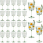 24 PCS Green Plastic Wine Glasses with Removable Stems 13.5 Oz Ribbed Wine Glasses Square White Wine Glass Muted Pastel Colors Goblets Elegant Fluted Glassware for Wedding Anniversary Birthday