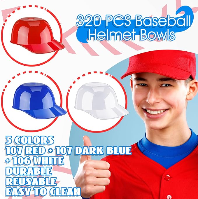 Ice Cream Dessert Baseball Cap Bowls Baseball Helmet Snack Bowl 8 oz Mini Party - Image 5