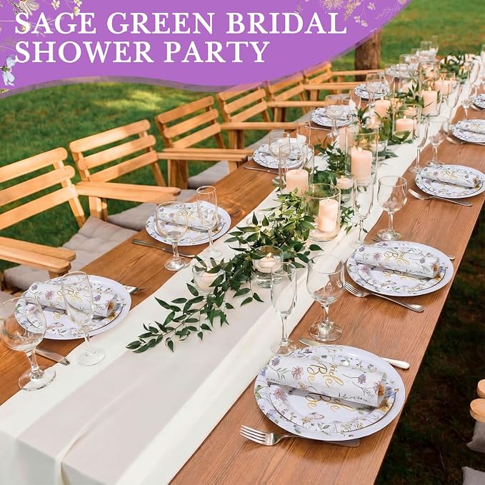 Pickmesh 250 Pcs Wildflower Bridal Shower Decorations Floral Miss to Mrs Plates - Image 5