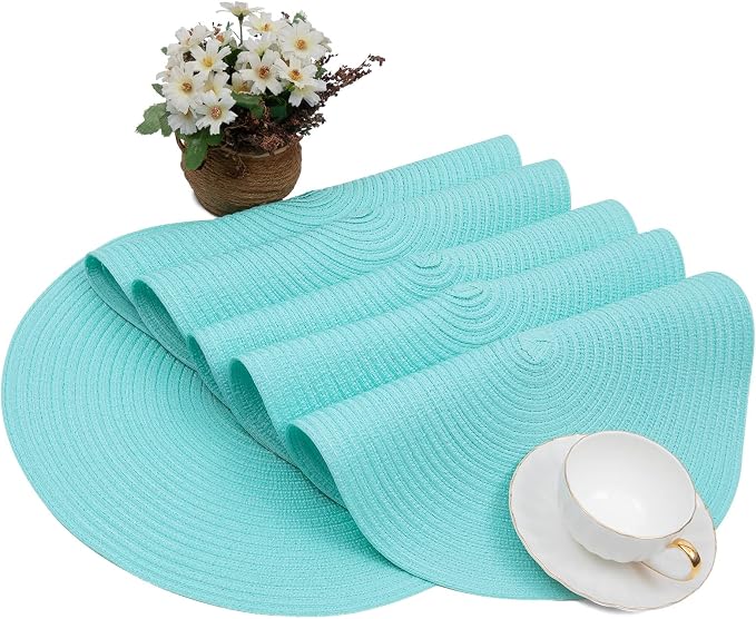 SHACOS Round Placemats Set of 4 Washable 15 inch Round Table Mats Cotton - Image 9