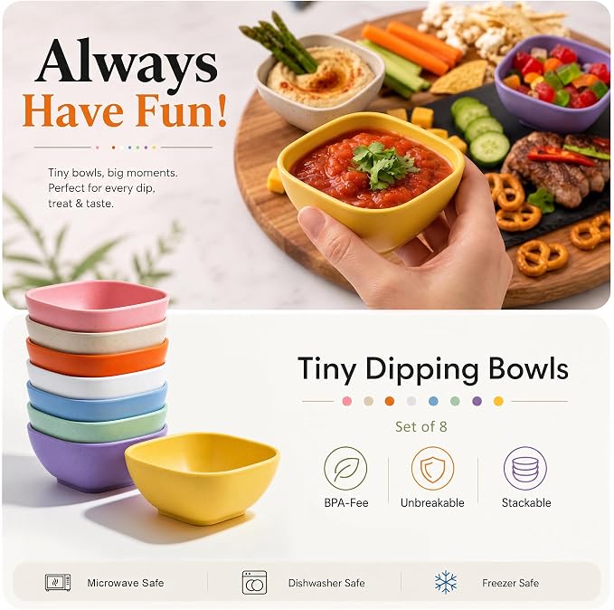 5oz Soy Sauce Dish, Unbreakable Wheat Straw Bowls Set of 8, Microwave Safe - Image 6