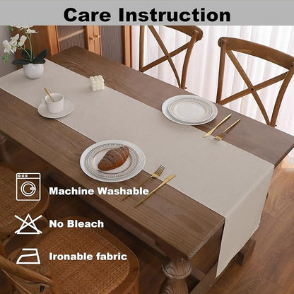 Gernaice Solid Color Table Runner, Rustic Cotton Linen Farmhouse Table Runners - Image 5
