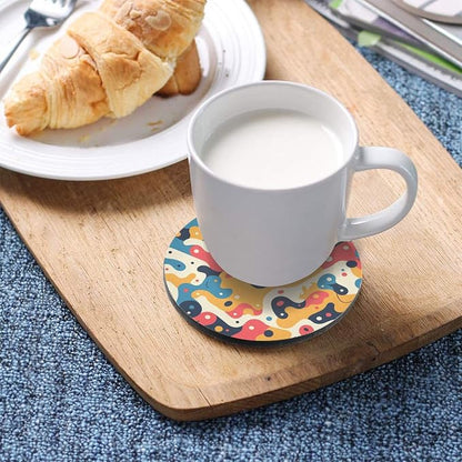 Hand Drawing Camouflage Wavy Aesthetic Drink Coasters Set of 4 Cork Placemats - Image 5