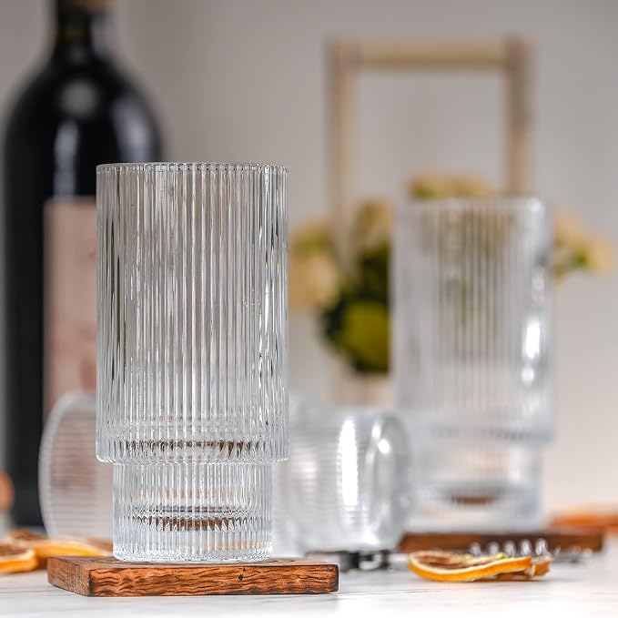 Greenline Goods Ripple Drinking Glasses - 12 oz Modern Kitchen Glassware Set - Image 5