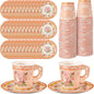 Nuogo 200 Pcs Floral Paper Tea Cups and Saucers 7 oz Disposable Paper Teacups by Nuogo