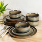 Ceramic Dinnerware Set for 4, 12-Piece Plates and Bowls Set | Handmade Reactive by TheTerra