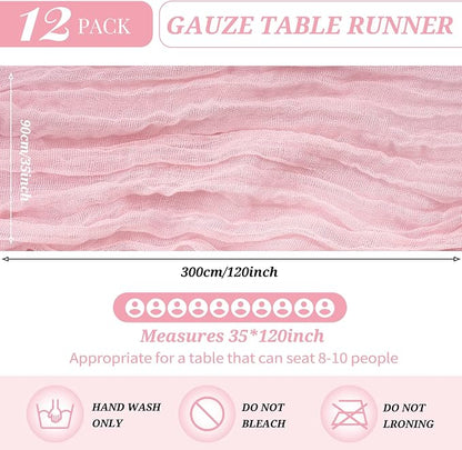 12 Pack Cheesecloth Table Runner 35 x 120 inch Long Boho Cheese Cloth Gauze - Image 2