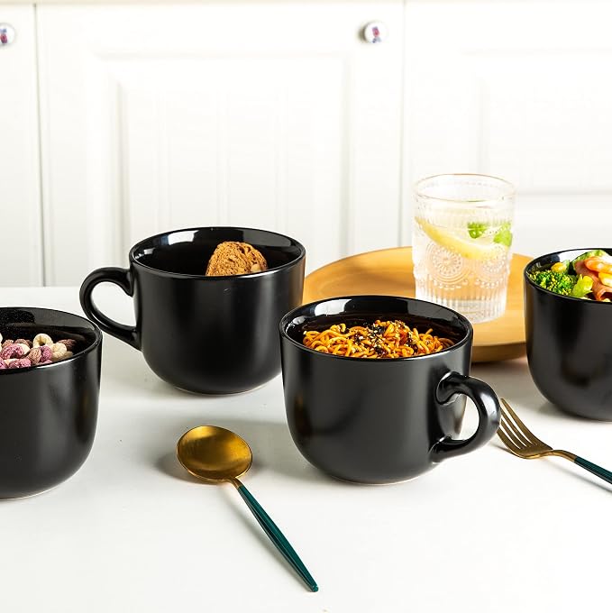 AmorArc 24 oz Soup Mugs with Handles, Jumbo Ceramic Bowls Mugs Set with handles - Image 7
