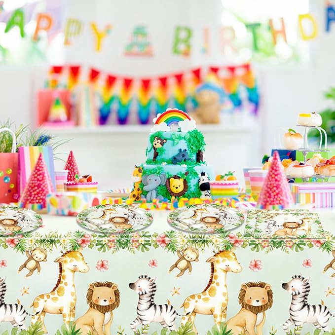 41Pcs Safari Baby Shower Decorations, Jungle Safari Theme Party Tableware - Image 6