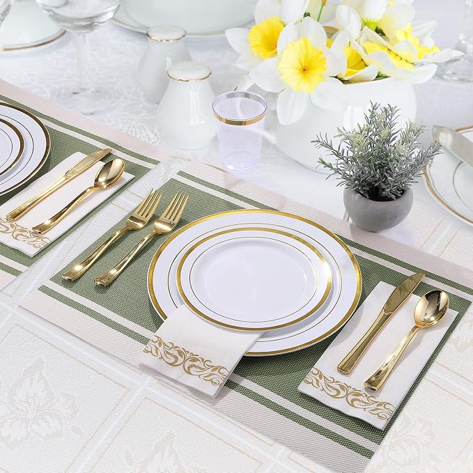 FOCUSLINE 175 Count Gold Dinnerware Set - Image 4
