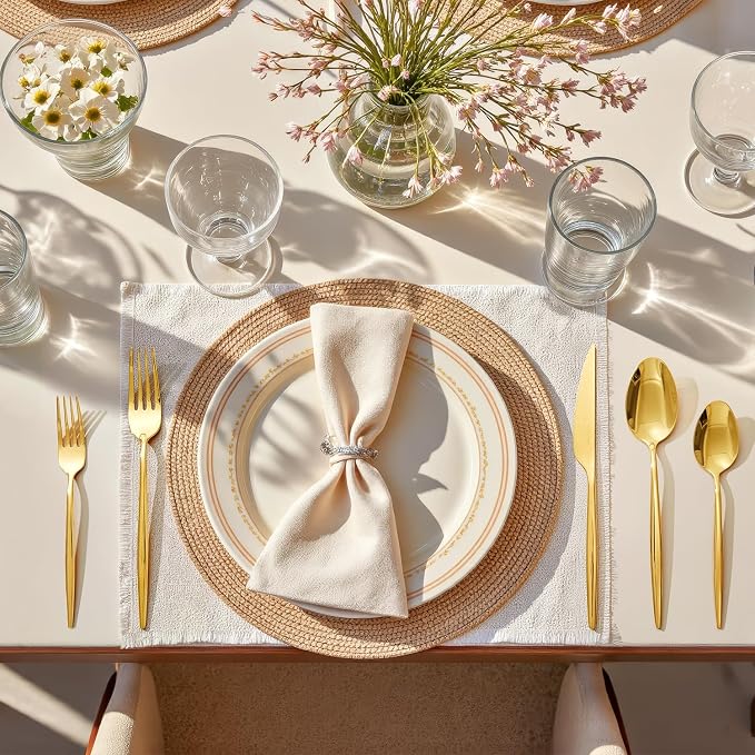 18/10 Silverware Set for 4, 20 Piece Gold Stainless Steel Flatware Cutlery | - Image 9