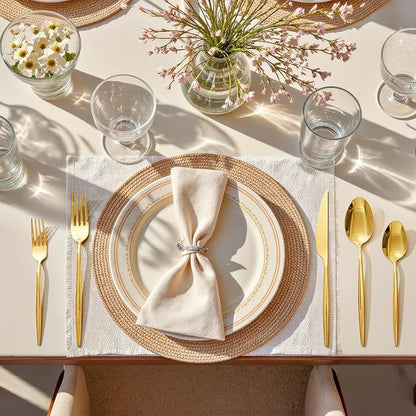 18/10 Silverware Set for 4, 20 Piece Gold Stainless Steel Flatware Cutlery | - Image 9