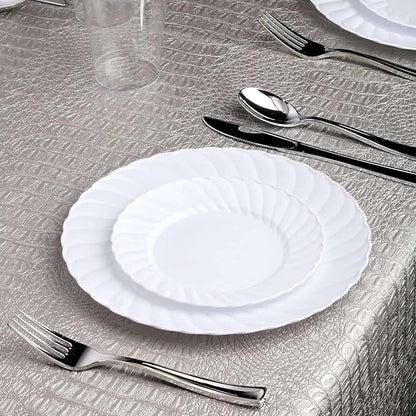 Efavormart 10-Pack 10" White Flared Round Plastic Dinner Plates, Premium Heavy - Image 2