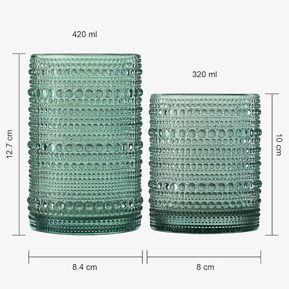 Khen Hobnail Beaded Highball Drinking Tumbler Glasses | Set of 12 | Color - Image 4