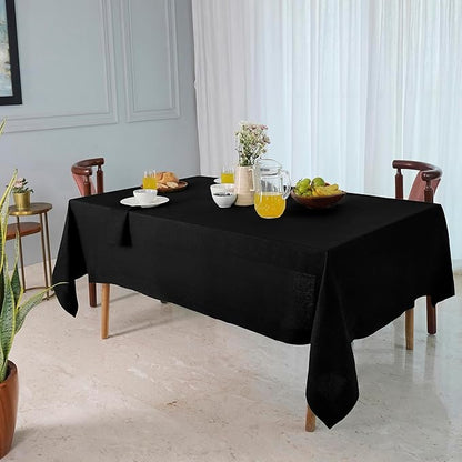 D'Moksha Homes Linen Black Tablecloth 60 x 102 Inch - 100% Pure Linen Rectangular Table Cloth - Machine Washable Tablecloth for Spring, Easter