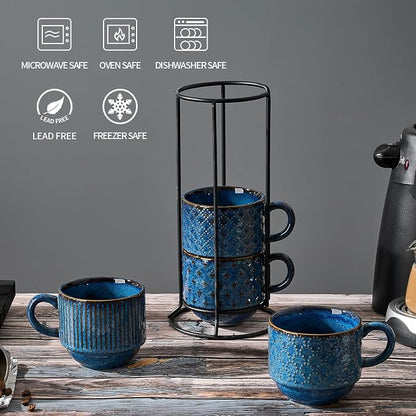 Large Ceramic Coffee Mug Set of 4 - Image 3