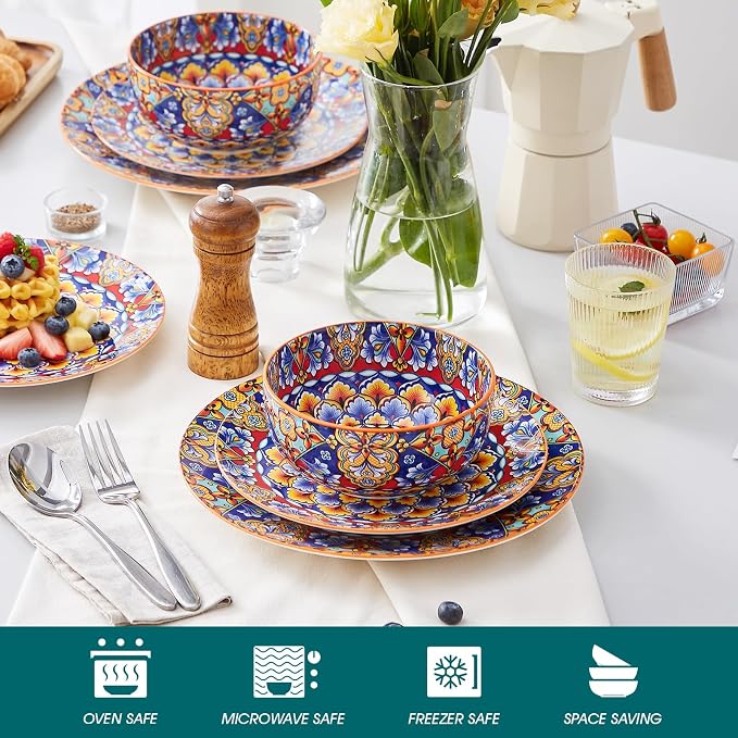 vancasso 12 Pieces Dinnerware Sets, Porcelain Dishes Set - Image 4