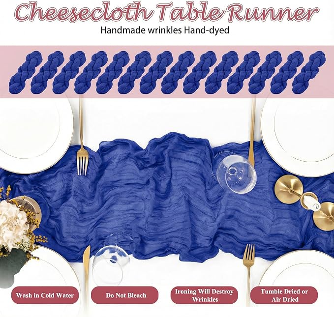 8 Packs Cheesecloth Table Runner 10FT Long Boho Gauze Fabric Table Runner - Image 3