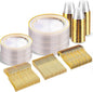 bUCLA 300Pcs Clear Gold Plastic Disposable Dinnerware Set by BUCLA
