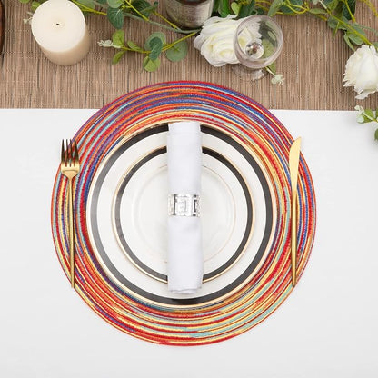 SHACOS Round Braided Placemats Set of 4 Variegated Colorful Placemats - Image 6