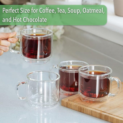 BTaT- Double Walled Stackable Glass Coffee Mugs, 12 oz, Glass Coffee Cups - Image 8