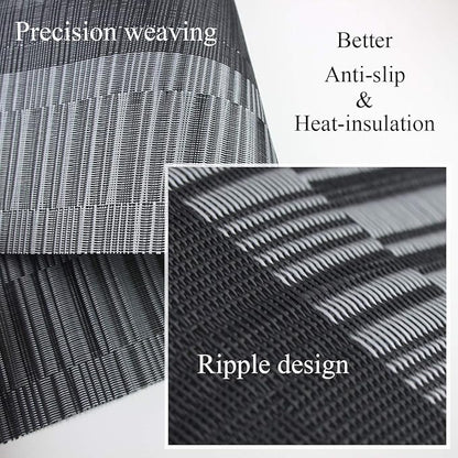 PIGCHCY Placemats,Washable Vinyl Woven Table Mats,Elegant Durable Placemats for Dining Table Set of 4 (Black)