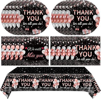 41Pcs Black Rose Gold Thank You Decorations Thank You by Mainivo