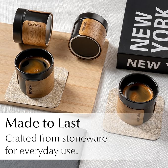 MIAMIO – Espresso Cups Set of 4 Japanese Tea Cups Ceramic/Handleless Mug - Image 2