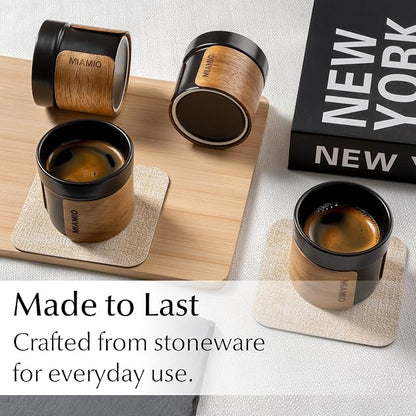 MIAMIO – Espresso Cups Set of 4 Japanese Tea Cups Ceramic/Handleless Mug - Image 2