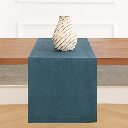 Solino Home 100% Pure Linen Table Runner Blue, Fete 14 x 156 Inch Long | Table - Image 4
