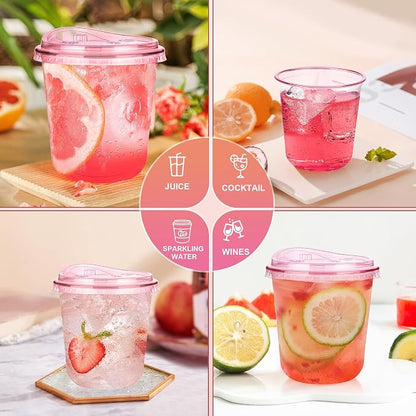 KesaPlan 50 Pack 12 oz Pink Round Bottom Plastic Party Cups - Image 7