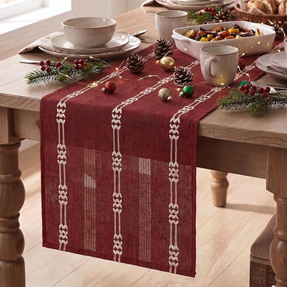 Artoid Mode Red Farmhouse Embroidered Hollow Christmas Table Runner, Seasonal by ArtoidMode
