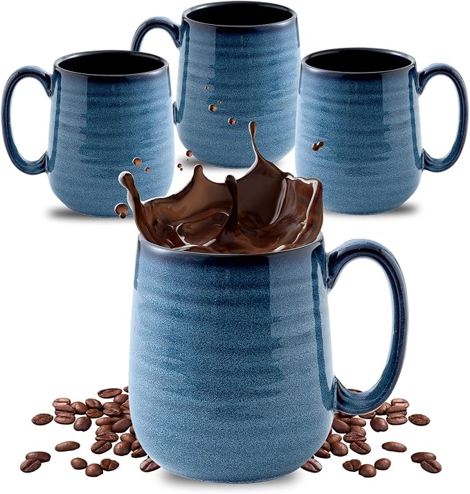 HASENSE Coffee Mugs Set of 4, 15 Ounce Porcelain Mug Set by Hasense