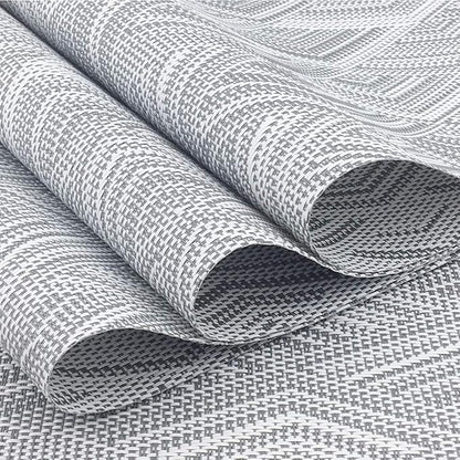 Gugrida Luxury Placemats Woven Vinyl Non-Slip Insulation Heat Stain Resistant Washable Table Placemats Kitchen Dining Table Top Meal Mat Place Mats PVC Set of 6, Shape of Grey Diamond