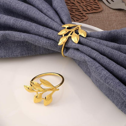14K Gold Napkin Rings Set of 12, Metal Gold Napkins Rings Holder Buckles - Image 6