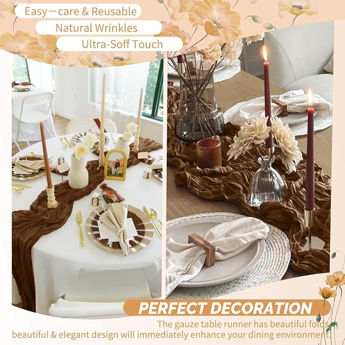 Showgeous 30 Pack Brown Cheesecloth Table Runner, 17 x 108 Inches | Boho - Image 6