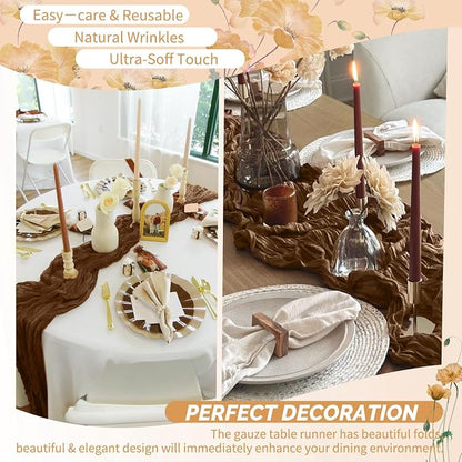 Showgeous 30 Pack Brown Cheesecloth Table Runner, 17 x 108 Inches | Boho - Image 6