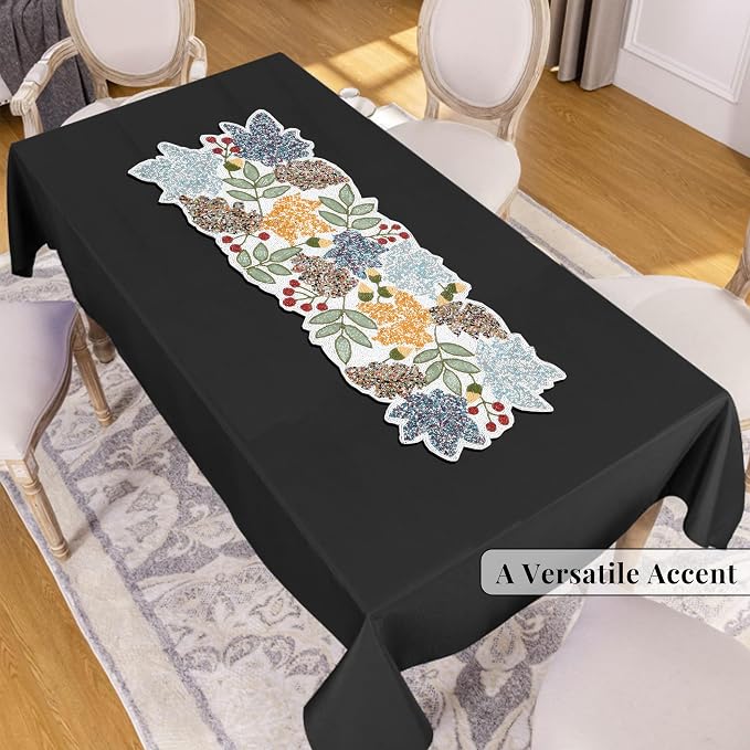 Boho Beaded Table Runner, 13x36 | Handcrafted glass beads, polyester satin - Image 5