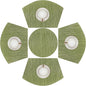 SHACOS Small Round Table Placemats Set of 5 Woven Vinyl Wedge Placemats with Centerpiece Round Table Mats Heat Resistant Wipe Clean (5, Green)