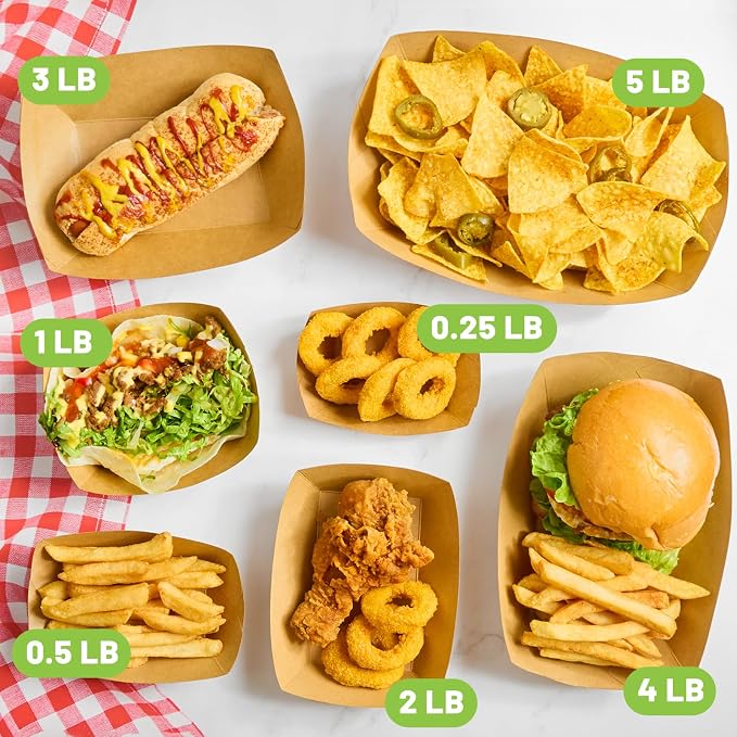 ZORRITA Paper Food Trays, 3 Lb, 50 Pack | Disposable, Kraft Paper, Nacho Trays - Image 6