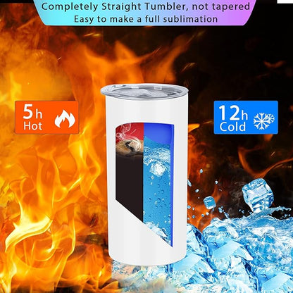 15 Oz Sublimation Tumblers Blank (12 Pack), Skinny Straight Kids Sublimation Tumblers Bulk, Individually Gift Boxed,