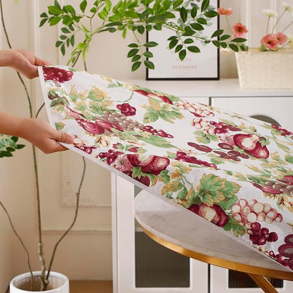 Walrus Round Vinyl Fitted Tablecloth with Flannel Backing Elastic Edge Design Table Cover Waterproof Oil-Proof PVC Table Cloth Stain-Resistant Best for 57"-66" Round