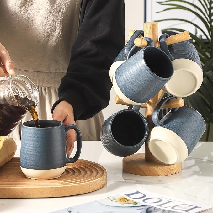 HASENSE Porcelain Coffee Mugs Set of 6, 15 Ounce Large Ceramic Coffee Cups Set - Image 7