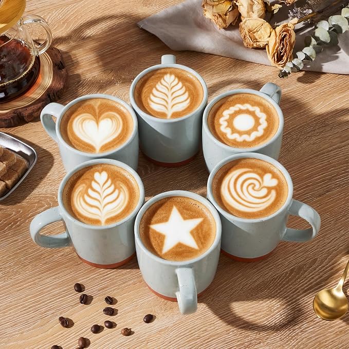 E-far Ceramic Coffee Mug Set of 6, 12oz Stoneware Coffee Cup - Image 4