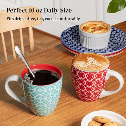 DOWAN Coffee Mugs Set of 6, 10 oz Porcelain Mugs, Cappuccino Cups, Ceramic Tea - Image 3