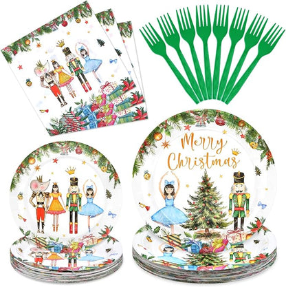 96 Pieces Christmas Ballet Party Tableware Set – Festive Disposable Dinnerware by GistomeHome