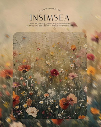 InSimSea Gold Picture Framed Wall Art, Living Room Nature Landscape Flower Wildflower Canvas Print Wall Decor, Vintage Landscape Home Farmhouse Decor, Antique Paintings with Frame 13x16inch