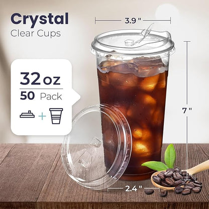 Fit Meal Prep 50 Pack 32 oz Clear Plastic Cups - Image 2
