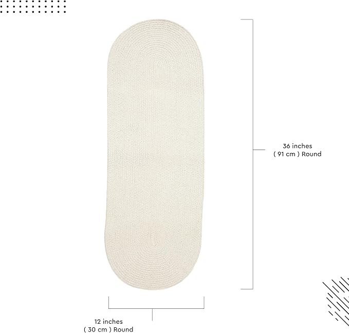 Encasa XO Dining Table Runner, Handmade Ribbed Cotton 12"x36" Off White | 100% - Image 5
